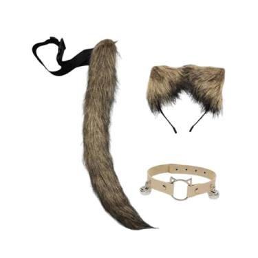 Imagem de Vaveren Conjunto de 3 peças de orelhas e rabo de gato, acessórios para fotos para baile de máscaras, fantasia de Natal, CafÉ