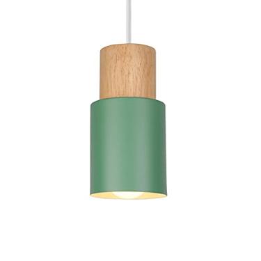 Imagem de CHENKUI Abajur de arte de madeira simples, luminária pendente ajustável industrial para pendurar 1 luminária, luz de teto semi-embutida E26/E27, iluminação decorativa de restaurante para quarto, sala