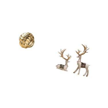 Imagem de Fenteer Escultura de Rena em Formato de Novelo de Lã, Estatueta de Cerâmica, Ornamento para Amigos, Sala de Estar, Entrada, Cômoda, Decoração de Casa