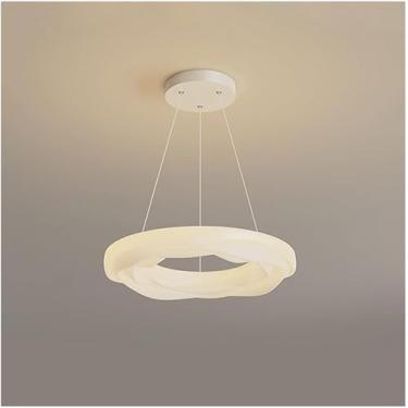 Imagem de PEYNIR Candelabro branco moderno redondo pendurado luz pendente de luz LED regulável para teto de flores de cozinha ilha rente sala de estar