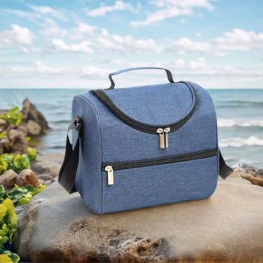 Imagem de LFRNZS Bolsa térmica térmica para almoço, mochila portátil para viagem com caixa de gelo, 3 cores disponíveis (azul marinho)