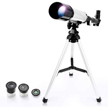 Imagem de Telescópio astronômico para presente, zoom, 90x, telescópio espacial monocular externo com tripé, mira de 360/50 mm para iniciantes (50/360 azul)
