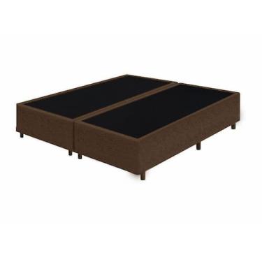 Imagem de Base Cama Box Queen Bipartido Marrom Suede 40x158x198 - Santo Box FR