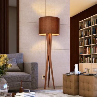 Imagem de Luminária Abajur Tripé De Chão Paris Retrô Moderna Bivolt - Marrom