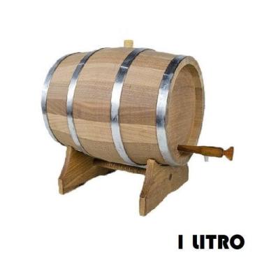 Imagem de Barril de Madeira Jequitibá Natural com Aro Inox - 1 Litro