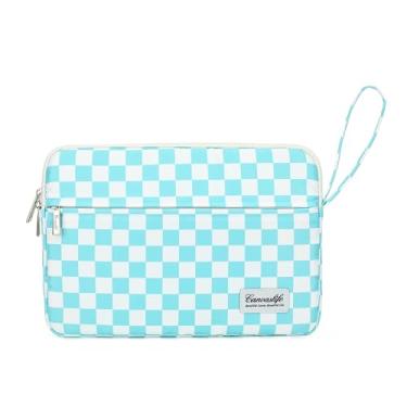 Imagem de Capa para notebook de 15,6 polegadas, à prova d'água e à prova de choque, pode ser usada para cobrir capas de carrinho de compras. O notebook é compatível com Lenovo, ASUS e HP (Ice Blue Checker)