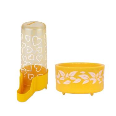 Imagem de Kit - Bebedouro E Comedouro Calopsita N2 Amarelo Injetfour