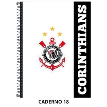 Imagem de Caderno corinthians capa dura - 1 matéria - 80 folhas - grande - Janda