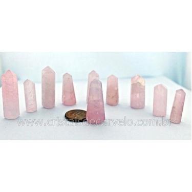 Imagem de 100 Mini Pontinhas de Quartzo Rosa Natural - 25 a 35mm - Atacado