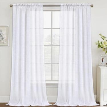 Imagem de Cortinas FantasDecor de linho branco 275x140cm para sala de estar