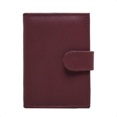 Imagem de Carteira Feminina Em Couro Fechamento Botão de Pressão Porta Cartão Cédulas Cabe CNH RG Clássica