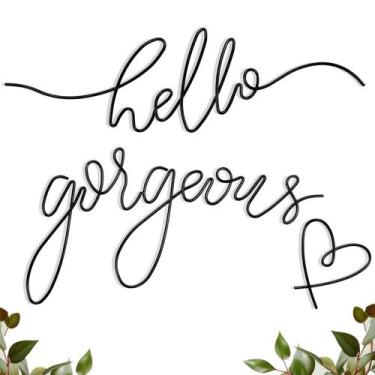 Imagem de Decoração artística de parede de metal Hicarer Hello Gorgeous Black (3