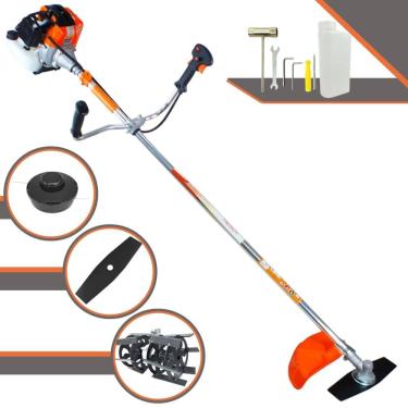 Imagem de Roçadeira Vulcan VR430-S À Gasolina 43cc 1,7HP Motor 2 Tempos Alta Rotação e Performance Com Carretel de Nylon + Faca 2 Pontas + Enxada Rotativa