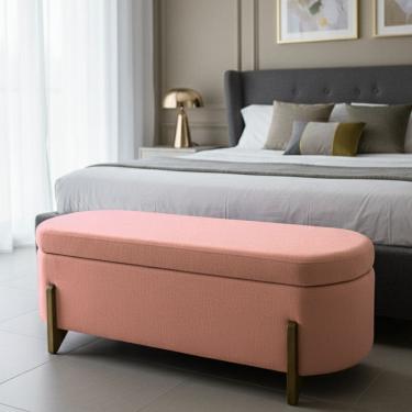 Imagem de Banco Baú Organizador Estofado Orgânico Milão Peseira 1,40 Bouclê Rosa - Montanari`s Decor