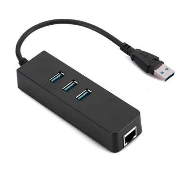 Imagem de Conversor USB 3.0 Para Rede RJ45 Gigabit (10/100/1000Mbps) + HUB 3x Po