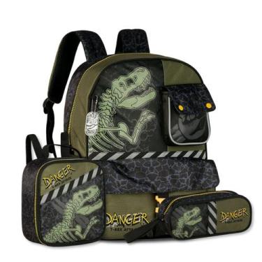 Imagem de Kit Escolar Dinossauros Mochila Costas com Lancheira e Estojo - Clio