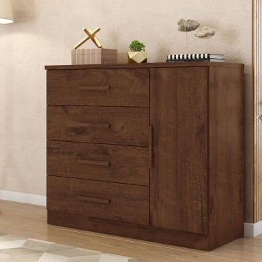 Imagem de Cômoda Sapateira 1 Porta 4 Gavetas Genova Plus Jacarandá