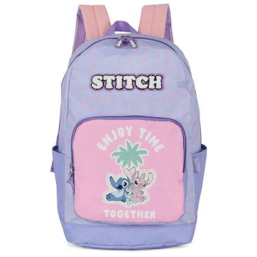 Imagem de Mochila de Costas Luxcel Stitch Flores Roxo