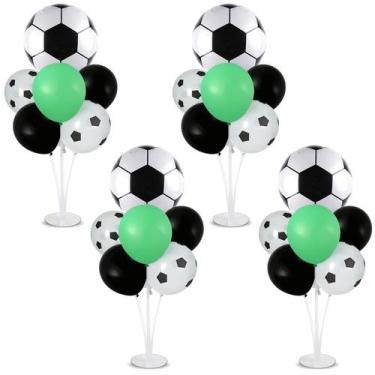 Imagem de Kit de suporte para balões de festa de futebol  4 conjuntos de balões 