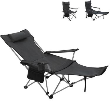 Imagem de Cadeira Camping Dobrável Pesca Praia Espreguiçãdeira Preta