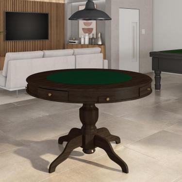 Imagem de Mesa de Jogos Carteado 4 Lugares Bellagio com Gavetas e Tampo Reversível Base Estrela com Tecido Capuccino/Verde G42 - Gran Belo