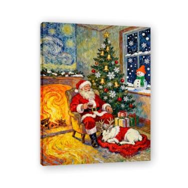 Imagem de Pôster de Natal de casa de fazenda, estampa de férias de inverno, decoração de parede de Natal vintage para decoração de galeria de quarto de fazenda A46. Moldura interna de 60 x 80 cm - 23,7 x 31,5