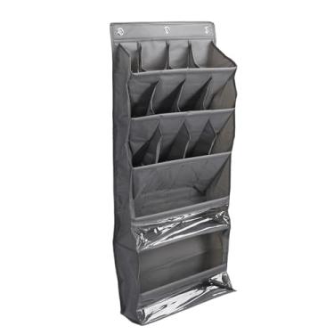 Imagem de RiToEasysports Organizador de Sapatos sobre a Porta, Tecido Oxford 600D, Rack de Armazenamento de 24 Bolsos para Organização de Armários e Dormitórios (Cinza)