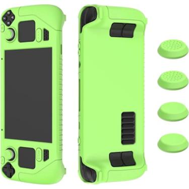 Imagem de Ankersaila Capa compatível com Steam Deck, silicone macio engrossado à prova de choque e capa protetora antiarranhões com 4 tampas basculantes (luminosas)