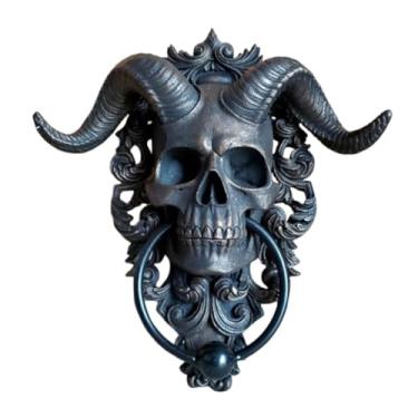 Imagem de Baoblaze Enfeite de parede com cabeça de cabra, aldrava de porta com cabeça de esqueleto, estátua de de caveira de ovelha para decoração de banheiro,