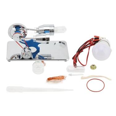 Imagem de Pilipane Stirling Motor Modelo de motor de liga de alumínio gerador de eletricidade de ar quente com lâmpadas LED multicoloridas e cordão de luzes, brinquedo educativo de ciência para crianças e