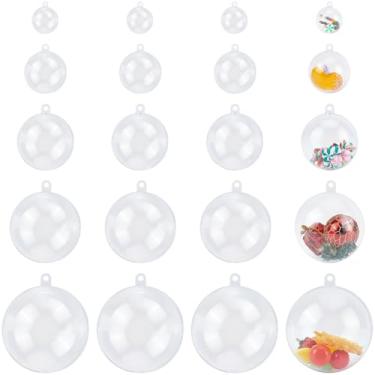 Imagem de CRASPIRE 25 peças, 5 estilos, bolas de enfeites de Natal transparentes preenchíveis em acrílico redondo para pendurar com pingentes para presente, recipientes para decoração de presente de festa de