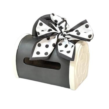 Imagem de Caixa de lenços Tissue Box Ceramic Round Side Opening for Home Living Room Holder
