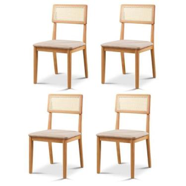 Imagem de Kit 4 Cadeiras de Jantar com Encosto de Telinha Ava - Zurc Decor