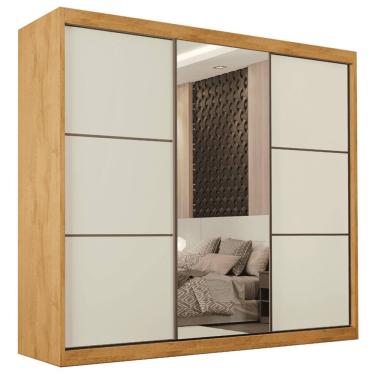 Imagem de Guarda Roupas Casal 3 Portas de Correr Com Espelho 100% MDF Flex 6 Gavetas Argel