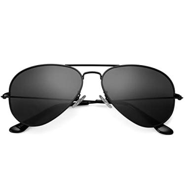Imagem de Óculos de sol aviador polarizados clássicos para homens e mulheres, Preto, cinza, 58MM