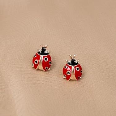 Imagem de Brincos fofos de joaninha – Brincos de besouro para mulheres, liga hipoalergênica, joia leve de joaninha, presente de animal engraçado
