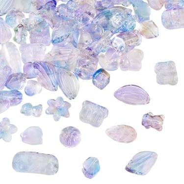 Imagem de 64 peças pingentes de contas de vidro misturado flor flor urso contas transparentes pingente para colar, pulseira, brincos, chaveiro, artesanato, joias, faça você mesmo, fazer joias azul centáurea