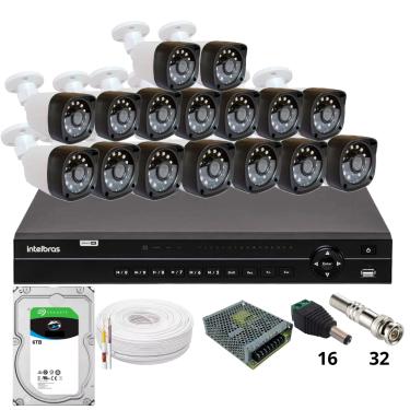 Imagem de Kit 16 Câmeras Importadas Full Hd 1080p  Dvr Intelbras Mhdx 1232 Hd 6tb