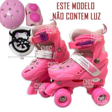 Imagem de Patins Infantil 4 Rodas (sem luz) Com Kit Proteção Menina Menino  Meno