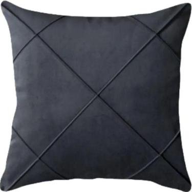 Imagem de Capa De Almofada Suede Aveludada Drapeada 45x45cm Grafite