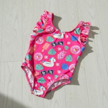 Imagem de Maiô Menina Infantil Babadinho Proteção Solar Uv50 Moda Praia Piscina 