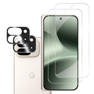 Imagem de BIGFACE Protetor de tela de vidro temperado para Pixel 10 Pro Fold + protetor de lente da câmera [2 + 2 unidades] [Desbloqueio de impressões digitais] [antiarranhões] [compatível com capas] Película