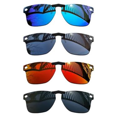 Imagem de MYCOURAG 4 pares de lentes polarizadas com proteção UV para óculos de sol Ray-Ban Meta Wayfarer RW4008-53-22 - preto sólido + titânio + azul gelo + vermelho fogo