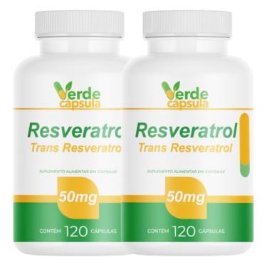 Imagem de Kit 2 Resveratrol Concentrado 240 Cápsulas - Trans Resveratrol 50mg - Suplemento Alimentar em Cápsulas - Verde Cápsula