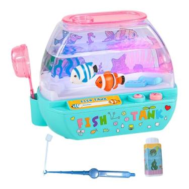 Imagem de Ｂｅｓｇａ Aquário de brinquedo falso para crianças, mini aquário decorativo, acessório para, brinquedo de de fantasia para mesa de escritório ou casa, Azul