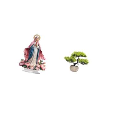 Imagem de Vaveren Ornamento de Bonsai em Acrílico, Planta Artificial Decorativa de Mesa com Base para Decoração de Casa, Festas, Festivais, Quarto, Centro de Mesa com F