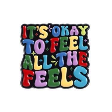 Imagem de Broche esmaltado It's Okay To Feel All The Feels, broche de crachás de inclusão colorido, broches de conscientização sobre saúde mental, presente para terapeuta, conselheiro escolar, assistente social