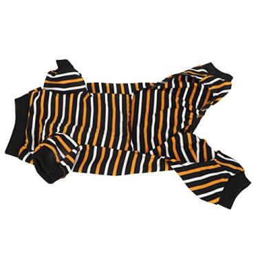 Imagem de YOUTHINK Pijamas para Cães Pijamas Listrados para Cães, Macacão Listrado de Poliéster Macio para Cachorros, Macacão Elegante Com Gola Alta para Pequenos Em Uso Diário (L)