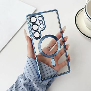 Imagem de HJZSZX Capa magnética luxuosa transparente para Samsung A56 (para Samsung A56/azul serra)