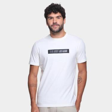 Imagem de Camiseta Calvin Klein Stripe Logo Gel Masculino, Off white, G